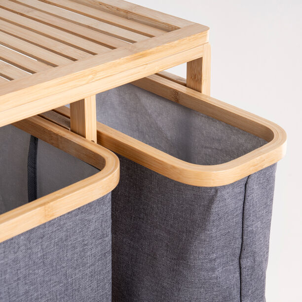 Homez bamboo laundry basket organizer 49.5*30*70 cm image number 3