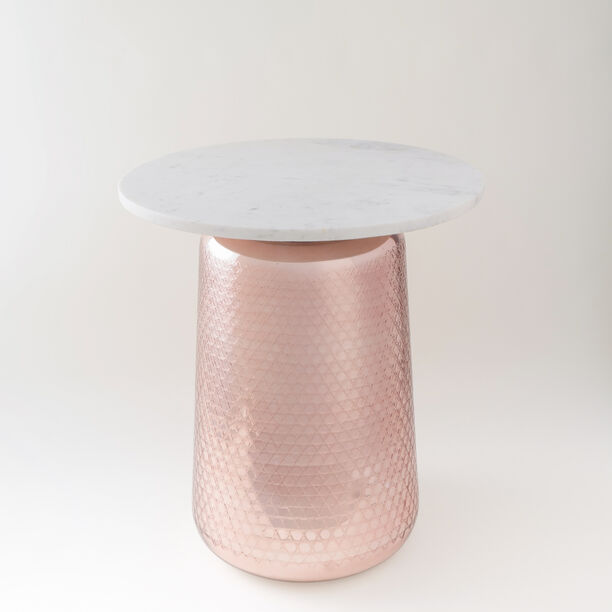 Homez pink side table glass and marble 54*48*48cm image number 0