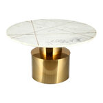 White Round Marble Center Table With Steel 77*77*43 Cm image number 0