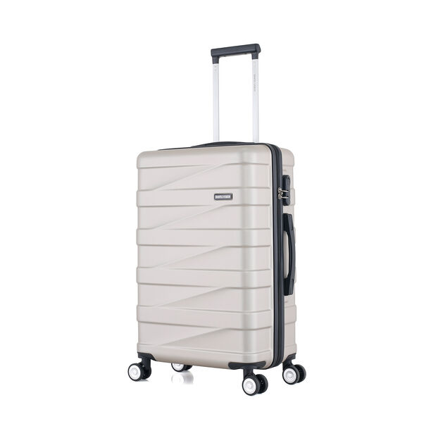 3 Piece Set Abs Trolley Case Horizontal Stripes Champagne image number 4