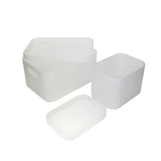 Plastic Storage Box Set Of 2 Material: Pp L:22.6*15.6*12.4Cm Frosty White
