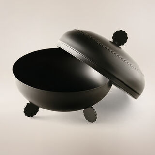 La Mesa Metal Serve Bowl With Lid Black Plated 12*12*12Cm, Black