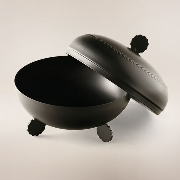La Mesa Metal Serve Bowl With Lid Black Plated 12*12*12Cm, Black image number 3