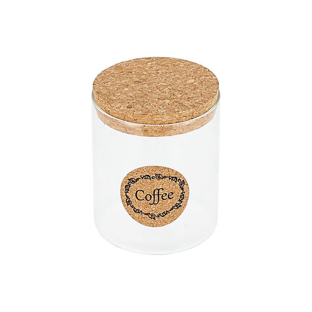 Alberto Glass Storage Jar with Cork Lid And Sticker 12.5 Coffee image number 0