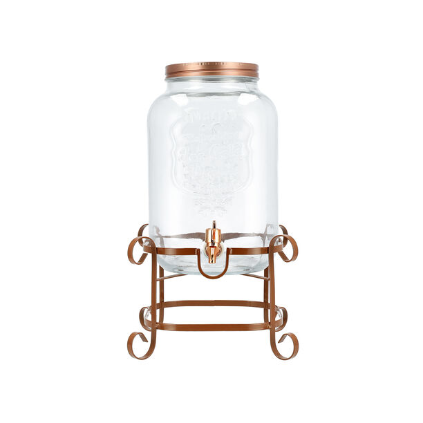 Glass Juice Dispenser With Copper Lid & Stand image number 0