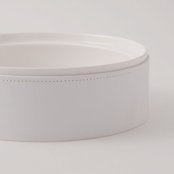 La Mesa Porcelain Tagine With Plain Leather Coat, White, 9.5" image number 3