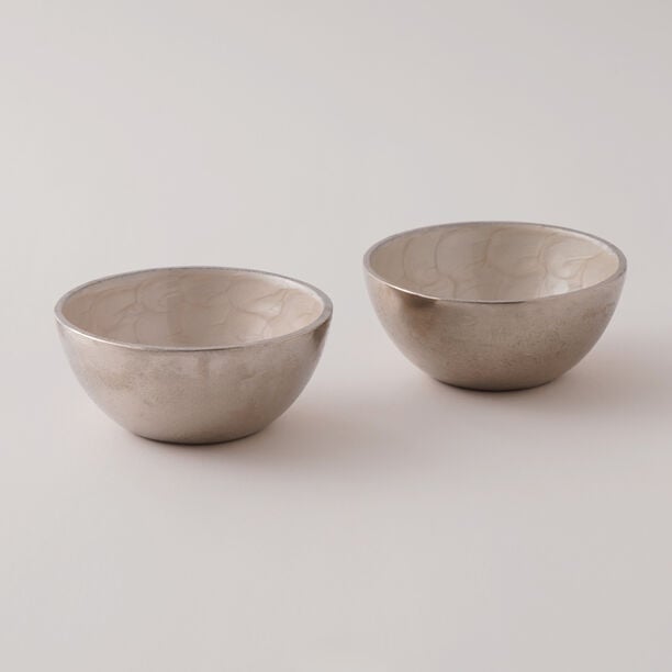 Alberto aluminum round nut bowls set of 2pcs 10*10*5cm, beige image number 0