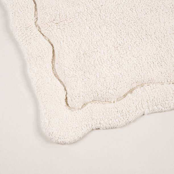 Boutique Blanche White Cotton Blend Scalloped Tufted Bathmat, 60*90 Cm image number 2