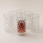 Dallaty Glass Tea Cups Set 6Pcs, Silver image number 0