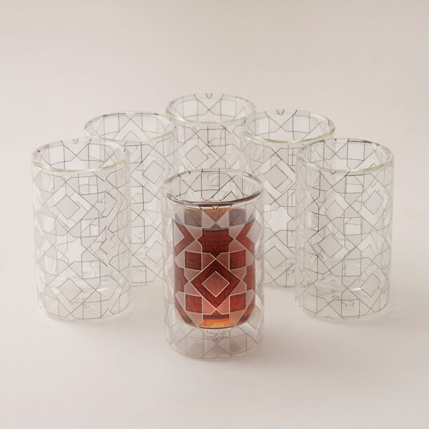 Dallaty Glass Tea Cups Set 6Pcs, Silver image number 0