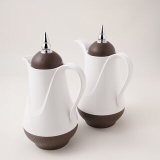 Dallaty Plastic Vacuum Flask Set Of 2, 1L, Wooden Color