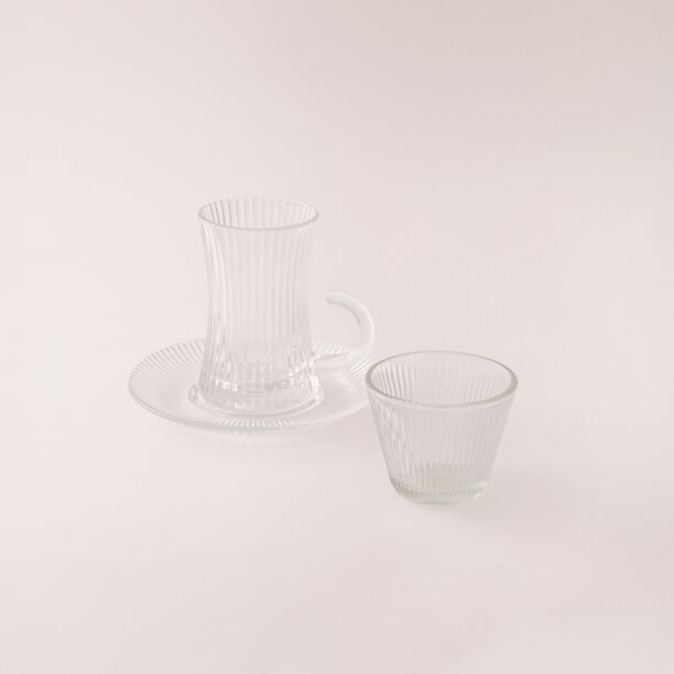 Dallaty clear glass with ine pattern tea and coffee set 18 pcs image number 3