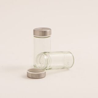 16 Pcs glass spice jar set with metal lid and metal rack