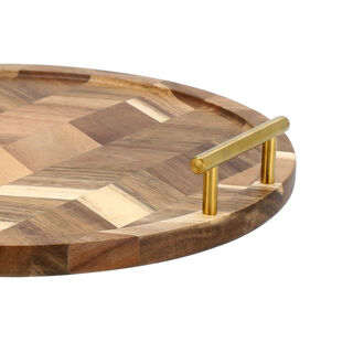 Round wooden serving tray 35.6*35.6*5.4 cm