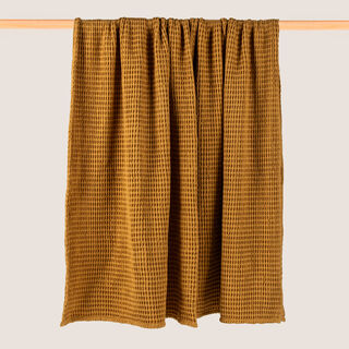 Boutique Blanche Waffle 100% Cotton Woven Throw Mustard 130*180cm