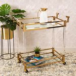 2 Tiers Acrylic Serving Trolley Gold  image number 4