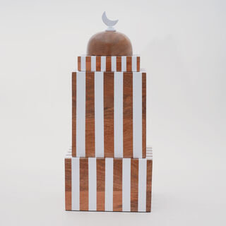 هومز مجموعة نورين قطعة ديكور، أبيض وبني، 18*18*40 سم