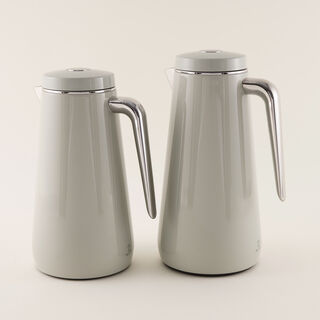 Dallaty Set of 2 Stainless Steel Thermos, Grey and Chrome 1L and 1.3L