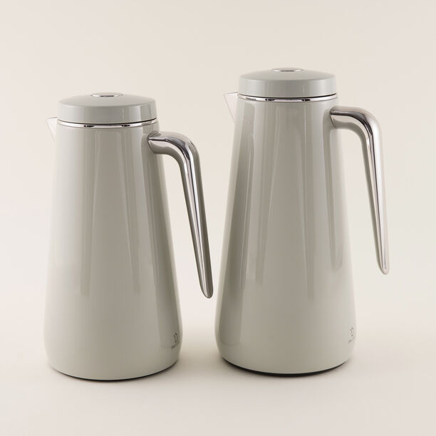 Dallaty Set of 2 Stainless Steel Thermos, Grey and Chrome 1L and 1.3L image number 0