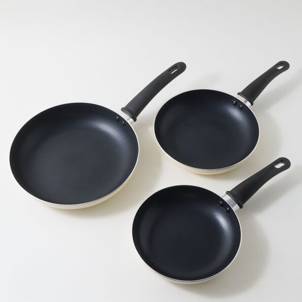 Alberto 3pcs aluminum frypan set, cream image number 4