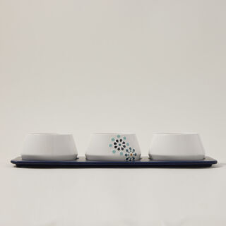 Dallaty white porcelain nut bowls with tray set 4 pcs