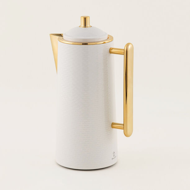 دلتي طقم دلة ستانلس ستيل 1 لتر، أبيض وذهبي image number 1