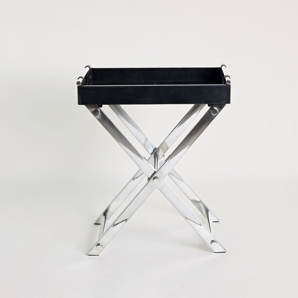 Homez butler table with leather top and steel base, 57*45*68cm image number 0
