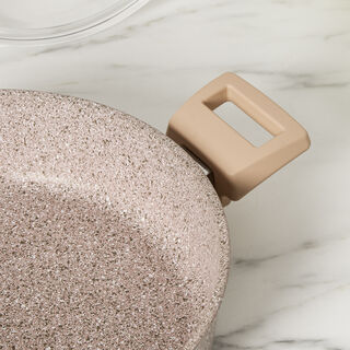 Alberto 7pcs 4mm granite cookware set pink color handle