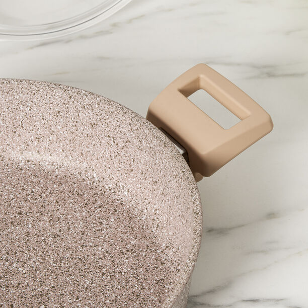 Alberto 7pcs 4mm granite cookware set pink color handle image number 4