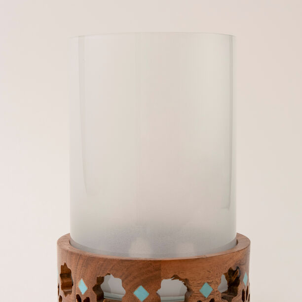 Homez handcrafted wooden candle holder 12*12*18 cm image number 3