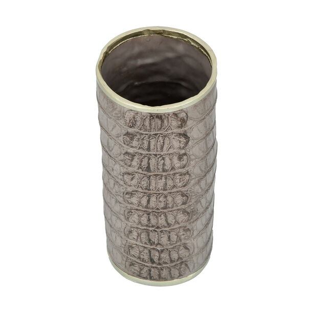 Faux Croc Skin Texture Vase Grey 14.5*14.5*30 Cm image number 3