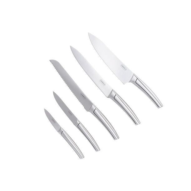 Alberto stainless steel knife set with wooden knife block 5 pcs image number 2
