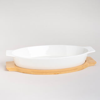 Oval Plate With Bamboo