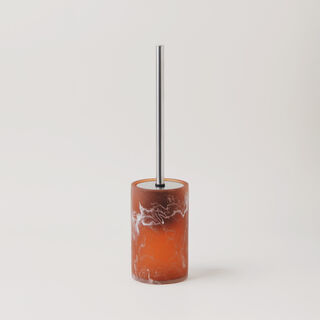 Homez clear polyresin toilet brush holder, brown9.6*9.6*42cm