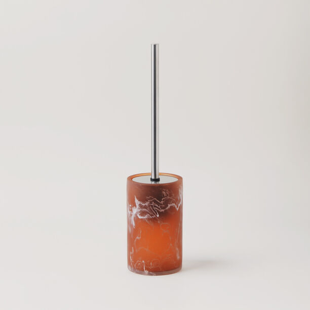 Homez clear polyresin toilet brush holder, brown9.6*9.6*42cm image number 0