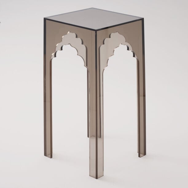 Qurtuba Gateway Acrylic Side Table, Smoked Grey, 22.8*22.8*51 cm image number 0