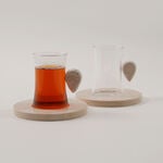 Dallaty 8pcs glass tea cup set with travertine handles and saucers image number 3