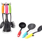 6Pcs Utensil Set With Stand Assorted Colors image number 1