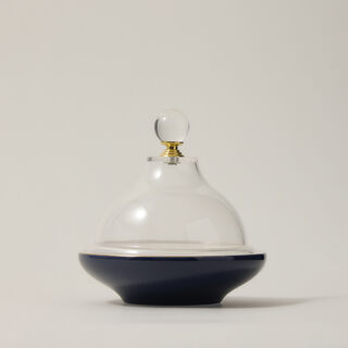 Dallaty dark blue porcelain date bowl with lid 13*13*12 cm