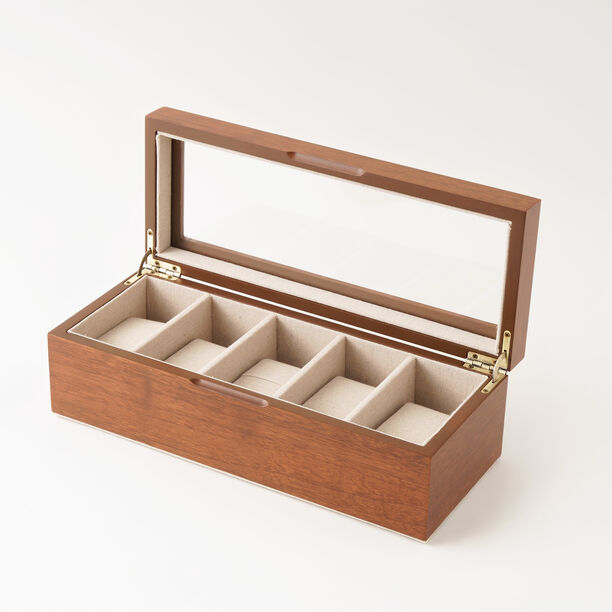 Homez watch box 5 divisions 30*12*7cm, brown image number 2