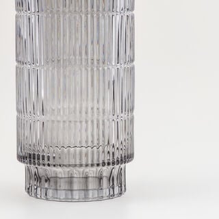 Homez light grey ribbed glass vase 14*14*27.6 cm