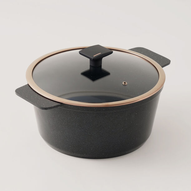 Alberto aluminum casserole with glass lid 2.5L, black image number 0