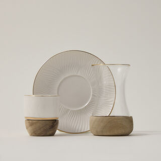 18 Pcs Arabic Tea And Coffee Set White Blend