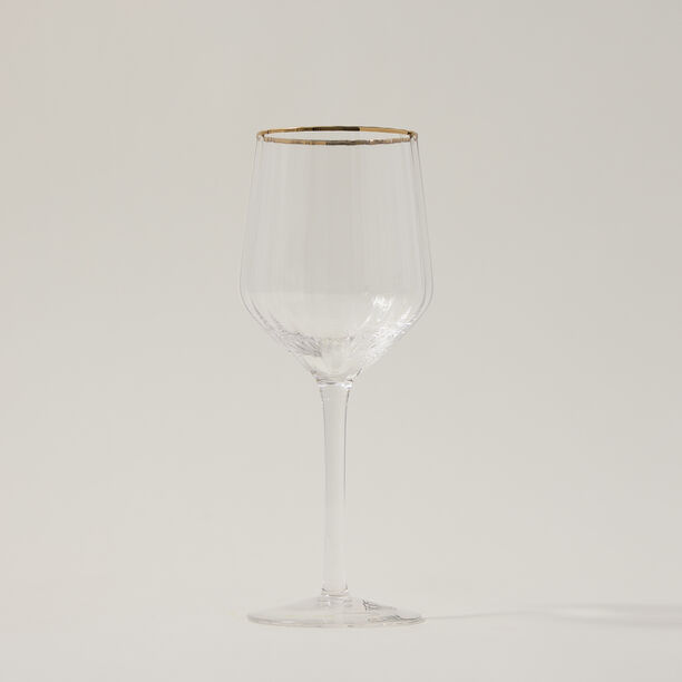 Set Of 4 Clear Ribbed Juice Glass With Gold Rim image number 3