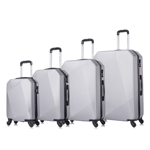 4 Piece Abs Trolley Case Set Diamond Silver 18/22/26/30" image number 1