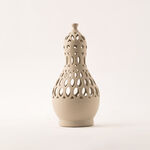 Homez beige ceramic candle holder 15.4*15.4*33 cm image number 2