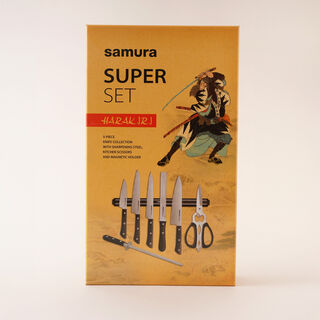Samura super set of 8 stainless steel knives, black