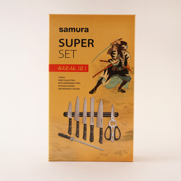 Samura super set of 8 stainless steel knives, black image number 1