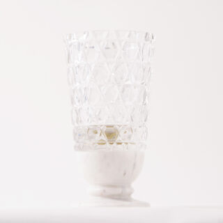 Homez glass candle with banswara marble base in gift box