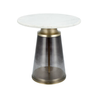 Side Table Glass Base And Marble Top 45*46 cm